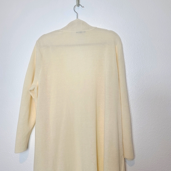 EILEEN FISHER Open Front Long Line Neutral Minimalist Cardigan - Picture 7 of 8